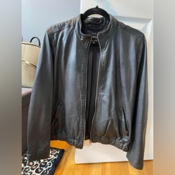 Lucky Brand leather jacket, size L bought it for 450$ but never wore it. - Picture 1 of 3